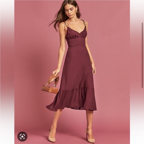 Reformation Embry Midi Dress - Pulm - Picture 1 of 3
